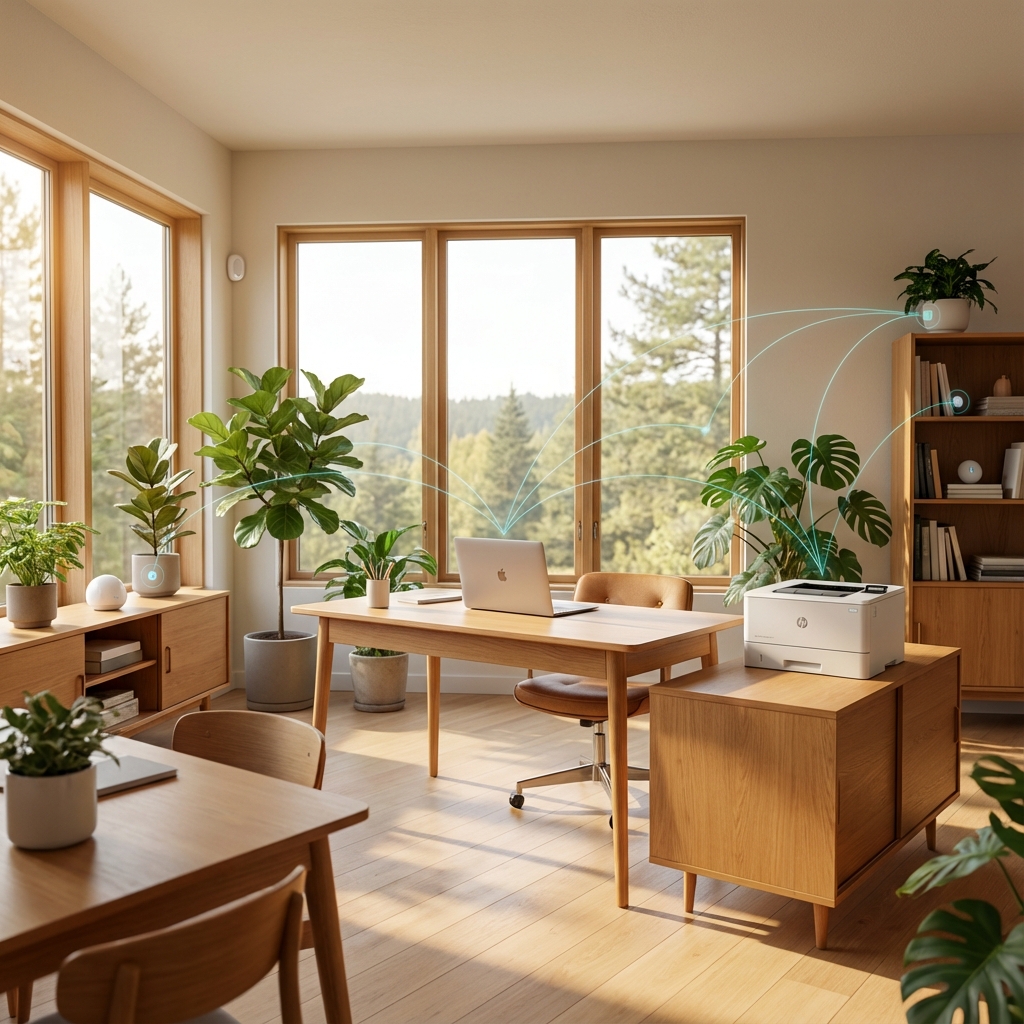 Modern secure office with IoT devices on isolated zones